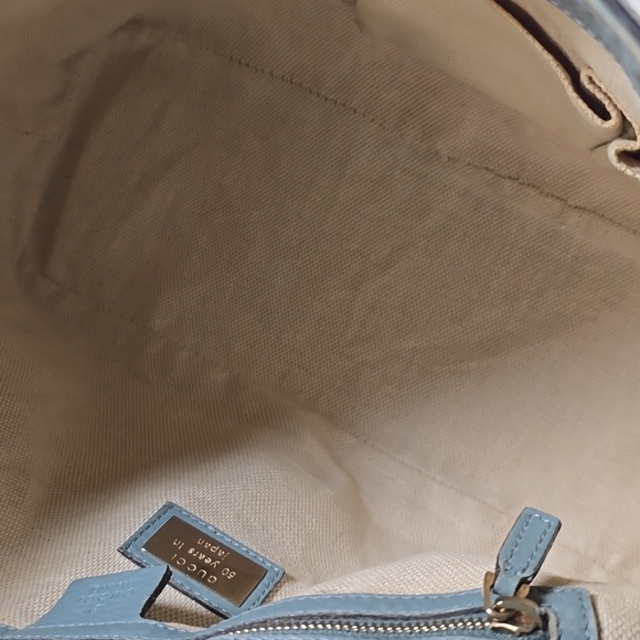 Gucci Floral Canvas Tote Blue Leather Trim Botanical Print Shoulder Bag W/COA - Picture 12 of 15